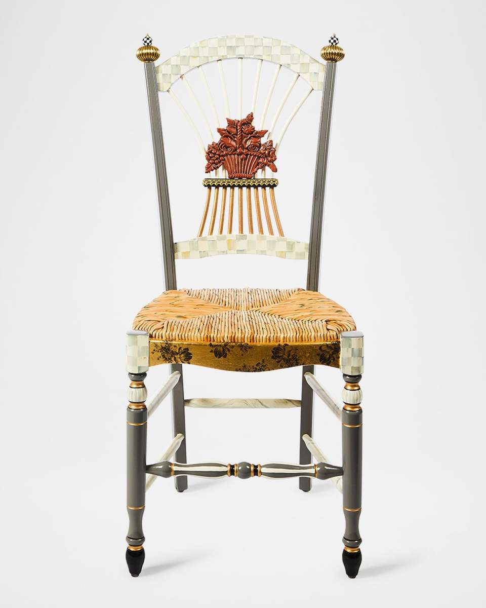 Sterling Check Flower Basket Side Chair
